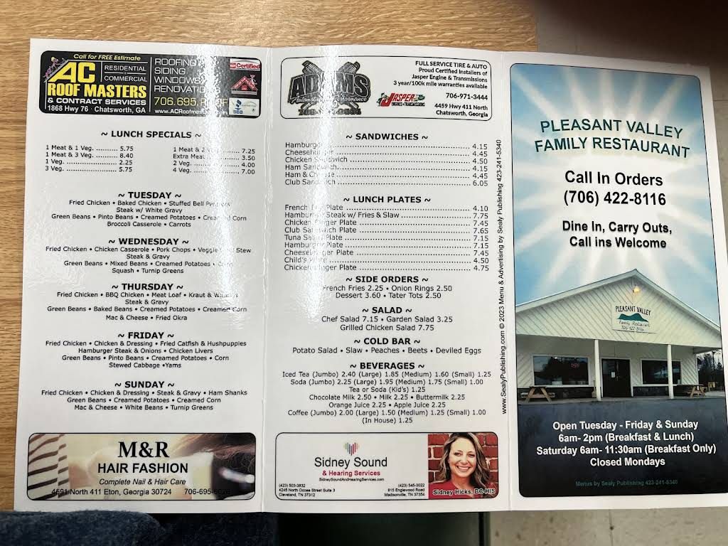 Pleasant Valley Family Restaurant Menu 5